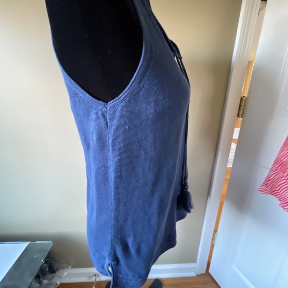 Tommy Bahama blue knit tunic tank tie tassel embroidered sz s new w tags - Picture 10 of 12